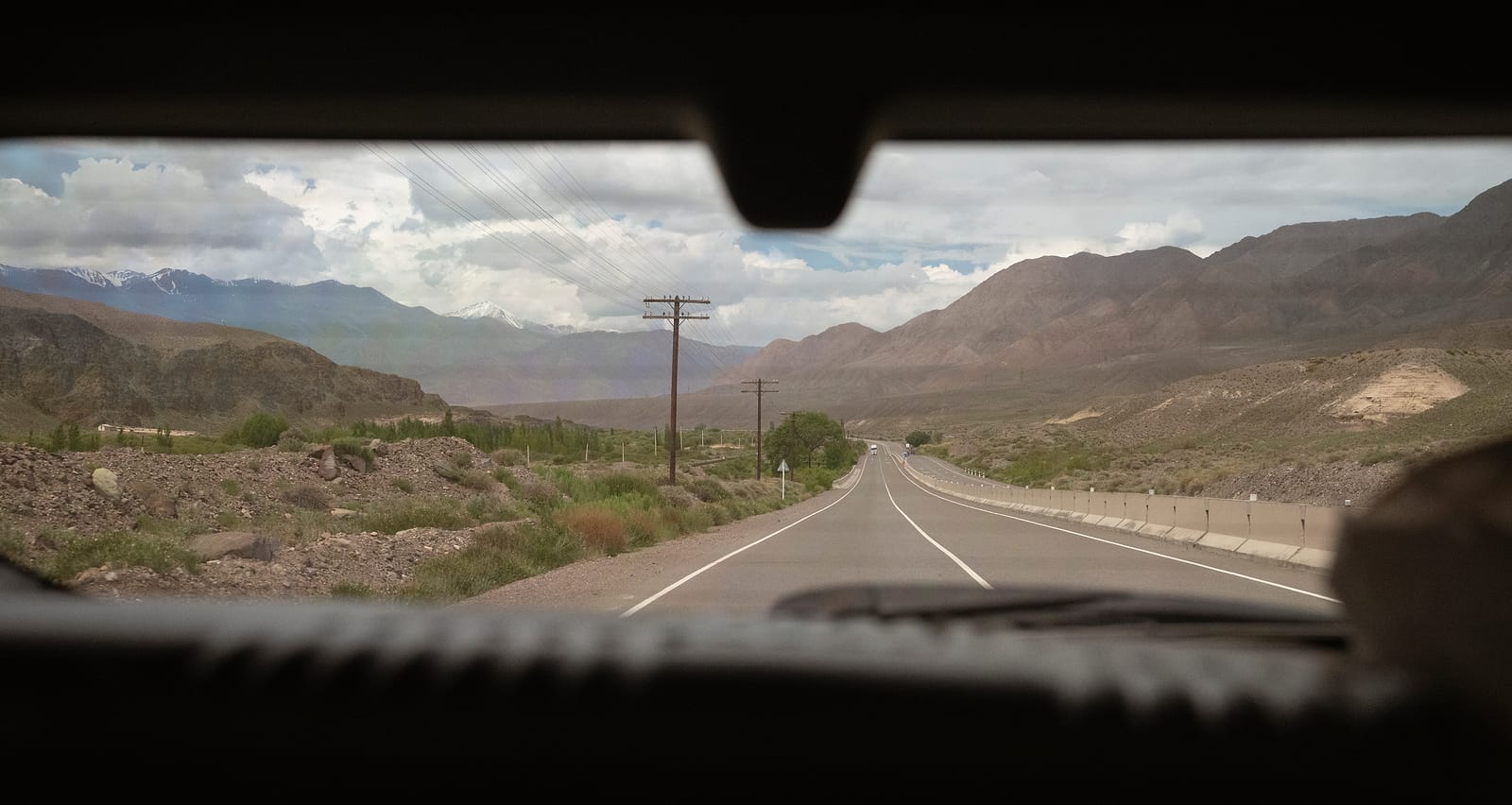 The road ahead, through the windshield
