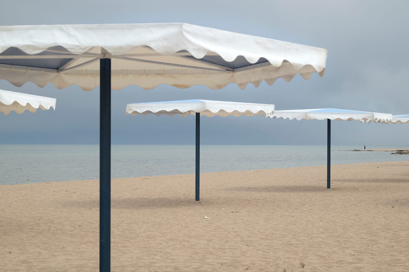 Umbrellas on the empty beach