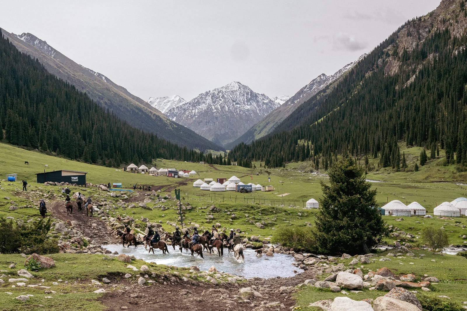 Yurt camp at the river crossing